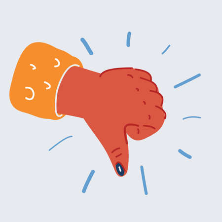 Vector illustration of Dislike hand. Thumb downのイラスト素材