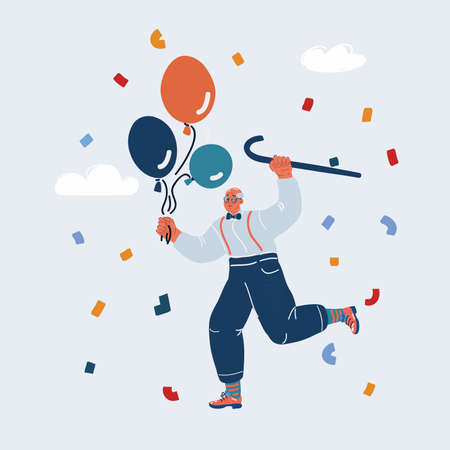 Vector illustration of Elderly man celebrate and jumpingのイラスト素材