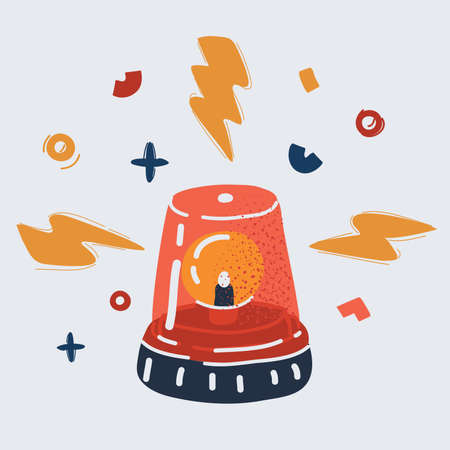 Vector illustration of red flashing emergency lightのイラスト素材
