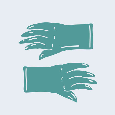Vector illustration of Two green rubber gloves isolated on white backgroundのイラスト素材
