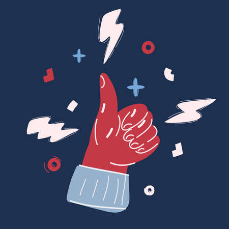 Cartoon vector illustration of of male hand showing thumbs up signのイラスト素材