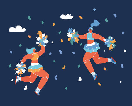 Cartoon vector illustration of cheerleader jumpingのイラスト素材