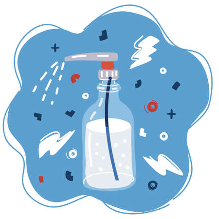 Vector illustration of virus prevention medical surgical sanitizer gel for hand hygiene virus protection.のイラスト素材