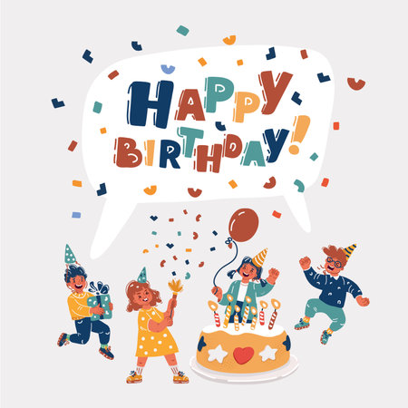 Vector illustration of Happy Birthday. Greeting kids celebrationのイラスト素材