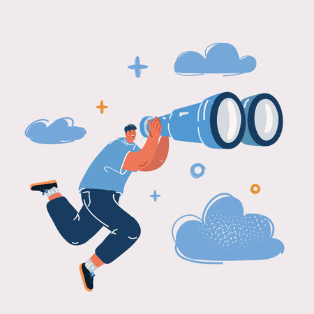 Vector illustration of businessman look throught binocularsのイラスト素材