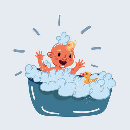 Cartoon vector illustration of cute baby showerのイラスト素材