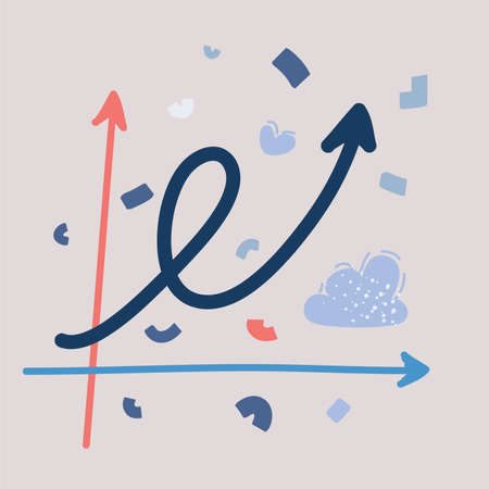 Cartoon vector illustration of financial chart with arrowのイラスト素材