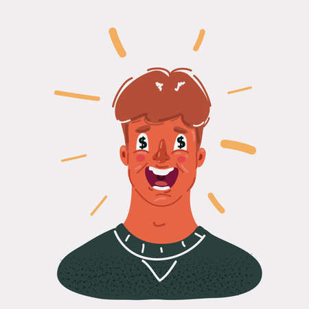Cartoon vector illustration of Man with dollar signs in his eyesのイラスト素材