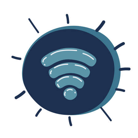 Cartoon vector illustration of WIFI Icon over dark backgroundのイラスト素材