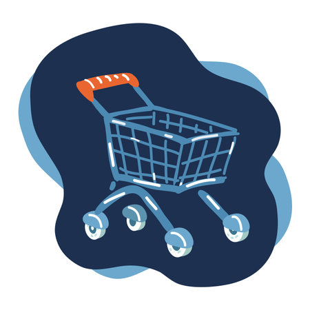 Cartoon vector illustration of Shopping cart over dark backroundのイラスト素材