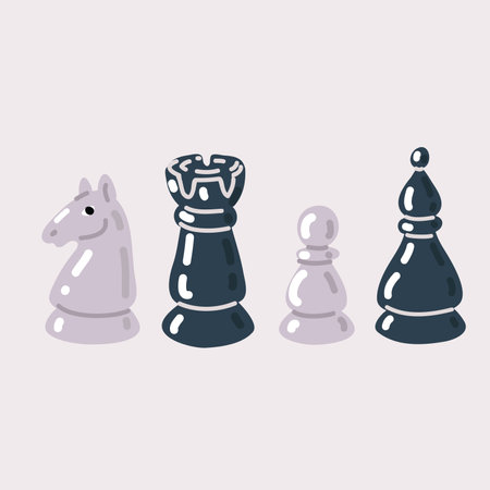 Cartoon vector illustration of Chess set. Knight, Rook, Pawn, Bishopのイラスト素材
