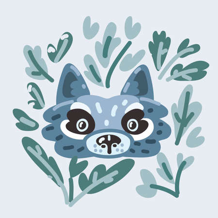 Cartoon vector illustration of Gray wolf faceのイラスト素材