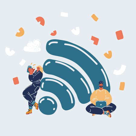 Cartoon vector illustration of icon light wifiのイラスト素材