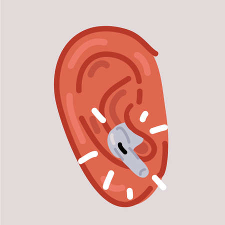 Cartoon vector illustration of wireless air pod in earのイラスト素材