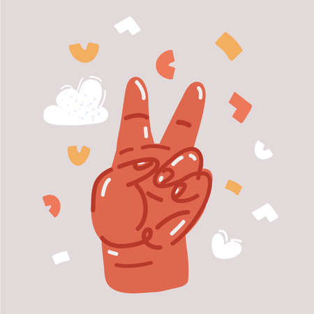Vector illustration of hand show finger number twoのイラスト素材