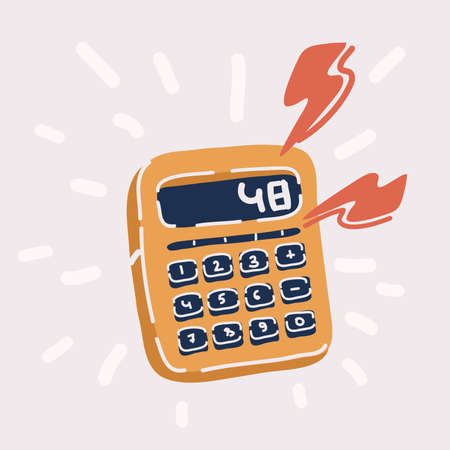Cartoon vector illustration of financial planning, calculating financial risk, calculator