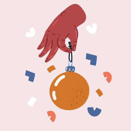 Cartoon vector illustration of christmas bulbs. Xmas ball decoration. decorative in handのイラスト素材