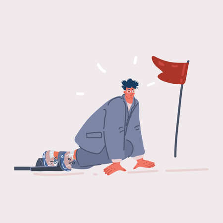 Cartoon vector illustration of businessman get ready on starting to goalのイラスト素材