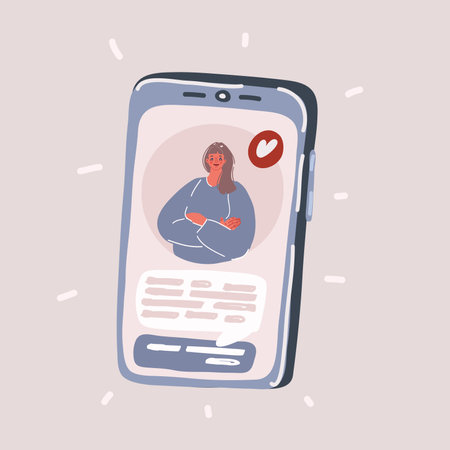 Vector illustration of woman on screen of phoneのイラスト素材