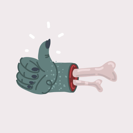 Cartoon vector illustration of Cartoon zombie hands thumb up signのイラスト素材