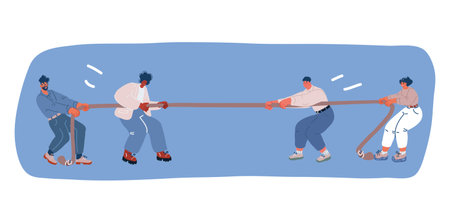 Cartoon vector illustration of Business Employee Worker Situation in Office. Teams business competition tagging war togetherのイラスト素材