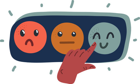 Cartoon vector illustration satisfaction rating level face concept, feedback scale emoji: Angry,...