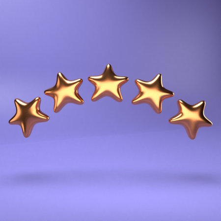 five golden stars. 3d