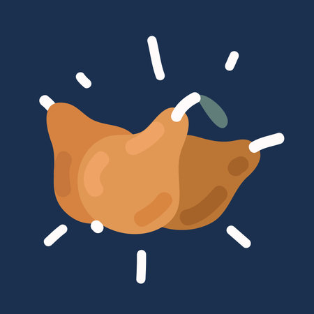 Cartoon vector illustration of pears over dark backgroundのイラスト素材