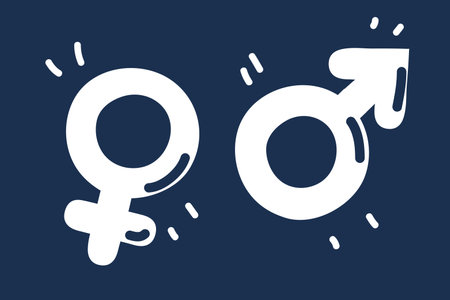 Cartoon vector illustration of Male, famale icons.のイラスト素材