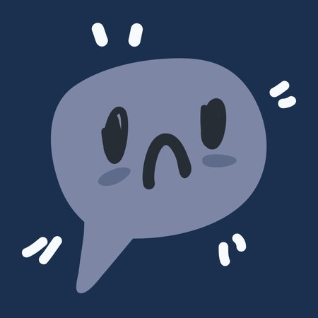 Cartoon vector illustration of sad speech bubble over dark background