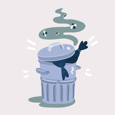 Cartoon vector illustration of Trash bin garbageのイラスト素材