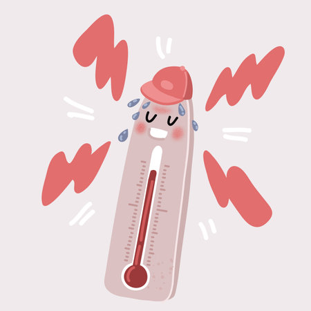 Cartoon vector illustration of heat thermometer measurement symbol hot, weatherのイラスト素材