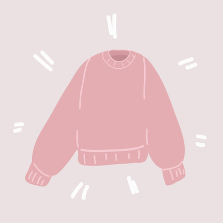 Cartoon vector illustration of a cozy warm sweater. Women's hoodyのイラスト素材
