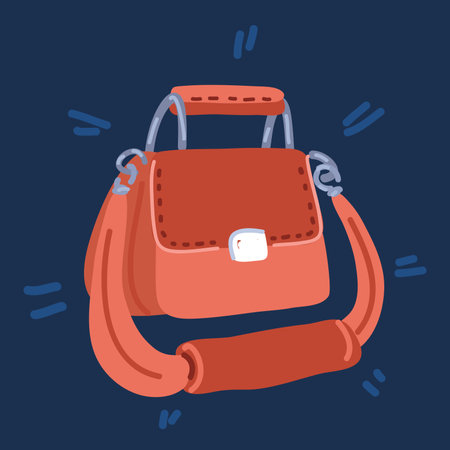 Cartoon vector illustration of handbag over dark backgroundのイラスト素材