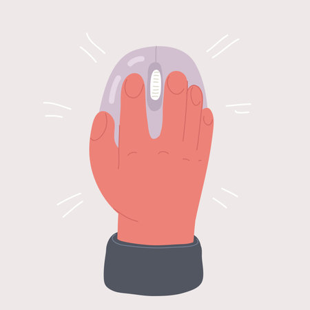Cartoon vector illustration of top view of hand with mouseのイラスト素材