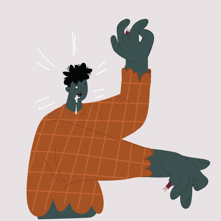 Vector cartoon illustration of zombie manのイラスト素材