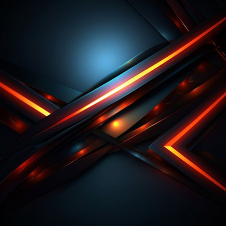 Abstract metallic background with red and blue neon lights. vector illustration.の素材
