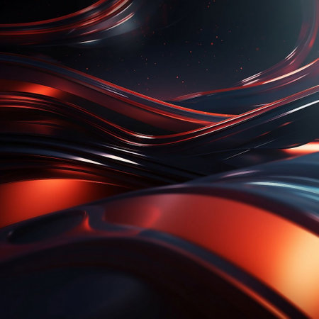 3d rendering of abstract wavy background in black and orange colorsの素材