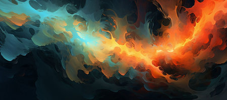 abstract fire background with blue, orange, yellow and brown colorsの素材