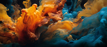 Acrylic colors in water. Ink in water. abstract background.の素材