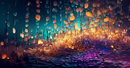 3d rendering of abstract technology digital hi tech concept with glowing particlesの素材