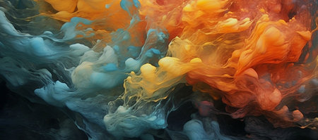 Abstract background of acrylic paint in water. Colorful abstract background.の素材
