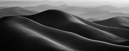 Black sand dunes. abstract landscape. 3d render illustration.の素材