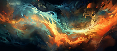 abstract fire background with blue, orange, yellow and black colorsの素材