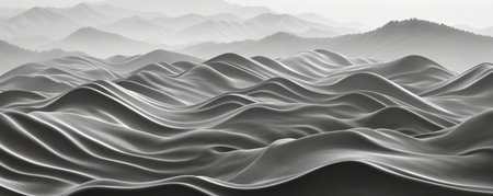 Abstract wavy background of black and white sand. 3d render illustrationの素材