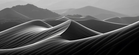 Black and white 3D dunes. abstract background. 3D rendering.の素材