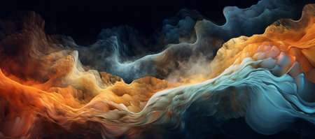 Abstract background of colored smoke in the form of a wave. 3d renderingの素材