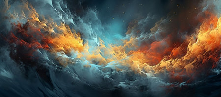 Fiery fire in space. 3D surreal illustration. sacred geometry. Mysterious psychedelic relaxation pattern. fractal abstract texture. Digital artwork graphic astrology magicの素材