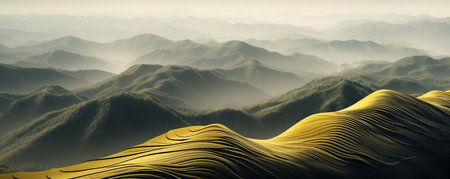 3d render of mountains landscape with sand dunes. 3d illustrationの素材