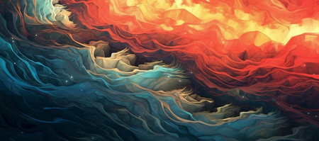 Abstract Colorful Digital Painting. Artistic Fluid Artwork.の素材